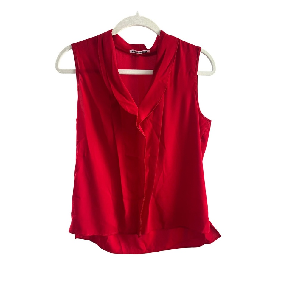 Calvin‎ Klein Red Sleeveless Chiffon V-Neck Blouse Small/Medium
